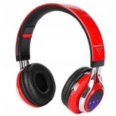 Iso Trade Bezdrátová bluetooth sluchátka FM rádio microSD | červené