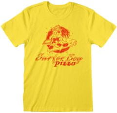 CurePink Pánské tričko Netflix|Stranger Things: Surfer Boy Pizza (XL) žlutá bavlna