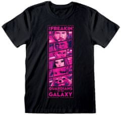 CurePink Pánské tričko Marvel|Guardians Of The Galaxy|Strážci galaxie: Freakin Guardians (L) černá bavlna