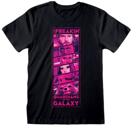 CurePink Pánské tričko Marvel|Guardians Of The Galaxy|Strážci galaxie: Freakin Guardians (S) černá bavlna