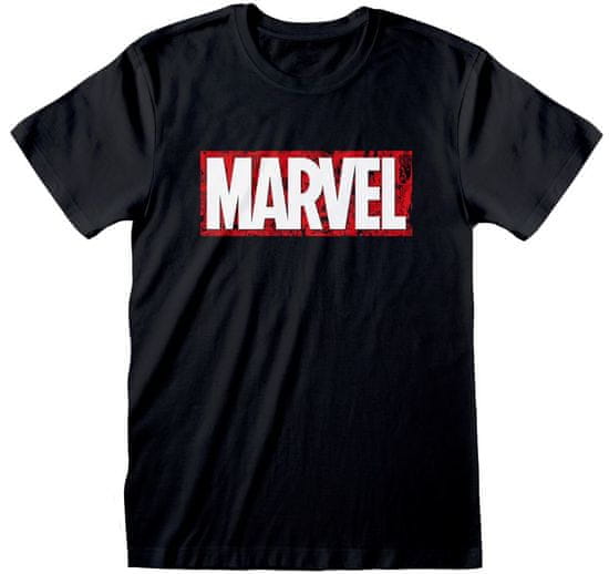 CurePink Pánské tričko Marvel: Logo (S) černá bavlna