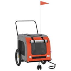 Vidaxl Vozík za kolo pro psa oranžový a šedý oxfordská tkanina/železo