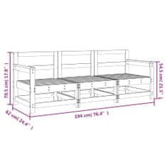 Petromila 3dílná zahradní sedací souprava bílá masivní borovice