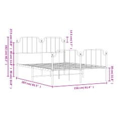 Vidaxl Kovový rám postele s hlavovým a nožním čelem bílý 150 x 200 cm