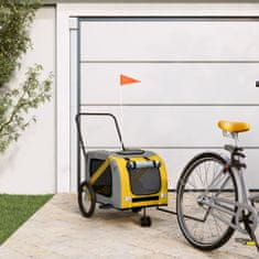 Vidaxl Vozík za kolo pro psa žlutý a šedý oxfordská tkanina a železo