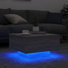 Vidaxl Konferenční stolek s LED osvětlením šedý sonoma 55 x 55 x 31 cm