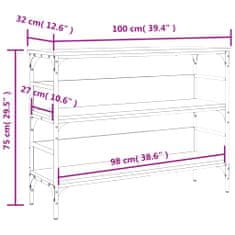 Greatstore Konzolový stolek černý 100 x 32 x 75 cm kompozitní dřevo