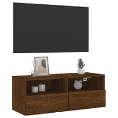 Greatstore Nástěnná TV skříňka hnědý dub 80 x 30 x 30 cm kompozitní dřevo