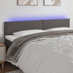 Vidaxl Čelo postele s LED šedé 200x5x78/88 cm umělá kůže