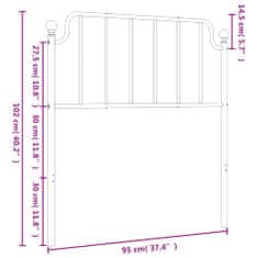 Vidaxl Kovové čelo postele bílé 90 cm