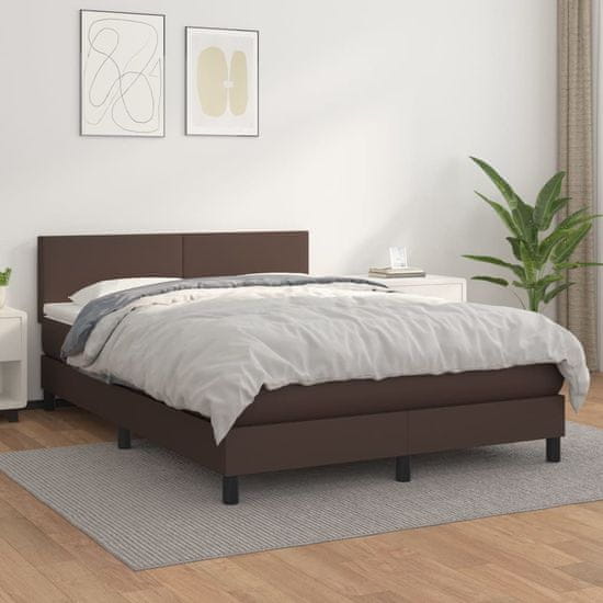 Vidaxl Box spring postel s matrací hnědá 140x190 cm umělá kůže