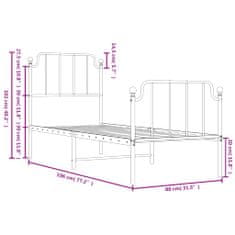 Vidaxl Kovový rám postele s hlavovým a nožním čelem bílý 75 x 190 cm