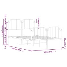 Vidaxl Kovový rám postele s hlavovým a nožním čelem bílý 120 x 200 cm