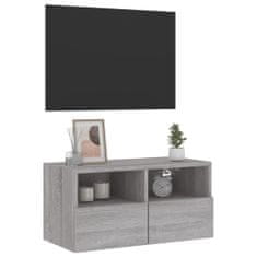 Greatstore Nástěnná TV skříňka šedá sonoma 60x30x30 cm kompozitní dřevo