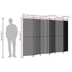 Petromila Dělicí stěna 6 panelů šedá polyratan