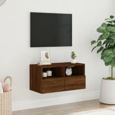 Greatstore Nástěnná TV skříňka hnědý dub 60 x 30 x 30 cm kompozitní dřevo