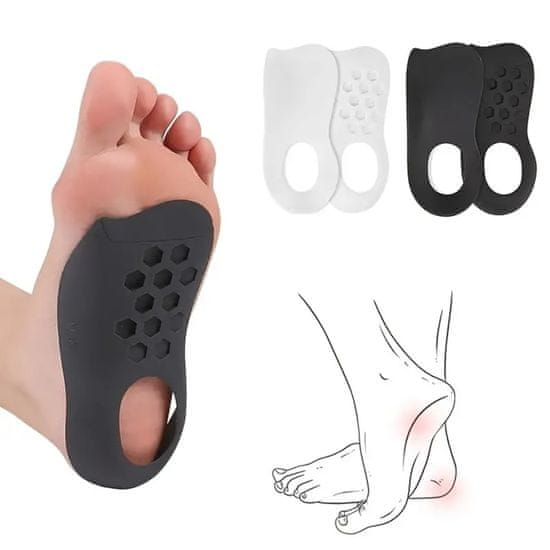 SOLFIT® Vložky do bot na ploché nohy, Gelové podpatěnky pro Patní ostruhu, Ideální pro stabilizaci plochého chodidla a celého těla | SOLEBRACE S/M (35-39)