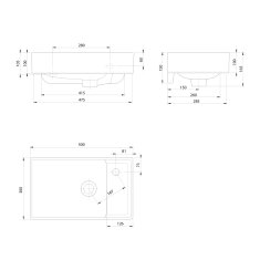 SAPHO NUALI keramické umývátko 50x30cm, baterie vpravo, bílá TU0129 - Sapho