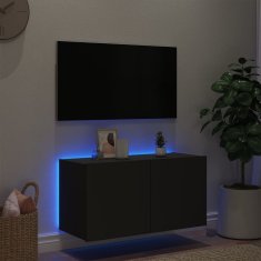 Vidaxl Nástěnná TV skříňka s LED osvětlením černá 80 x 35 x 41 cm