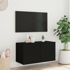 Vidaxl Nástěnná TV skříňka s LED osvětlením černá 80 x 35 x 41 cm