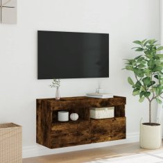 Vidaxl Nástěnná TV skříňka s LED osvětlením kouřový dub 80x30x40 cm