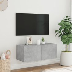 Vidaxl Nástěnná TV skříňka s LED osvětlením betonově šedá 80x35x31 cm