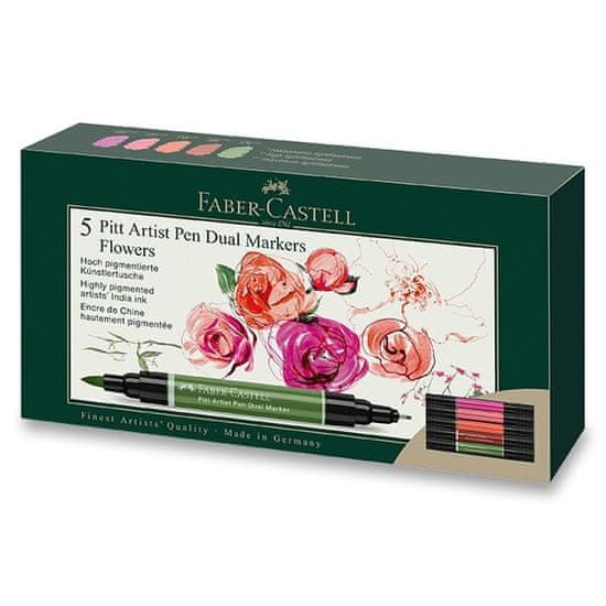 Faber-Castell Popisovač Faber-Castell Pitt Artist Pen Dual Marker Flowers sada 5 ks