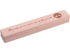 Dřevěná krabička na propisku "Pravda je ve všem, ale láska je vše"