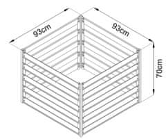 Rojaplast kompostér plechový 560 L 93 × 93 × 70 cm