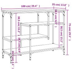 Vidaxl Konzolový stolek s policemi kouřový dub 100 x 35 x 75 cm