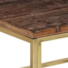 Vidaxl Konferenční stolek zlatý nerezová ocel a pražcové dřevo