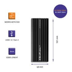 Qoltec Pouzdro NV2270 | NVMe | USB-C | 2TB pro M.2 SSD | SATA | NVMe | USB-C | 2TB