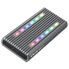 Qoltec Skříň | Šachta pro SSD M.2 | SATA | NVMe | RGB LED | USB-C | 4TB