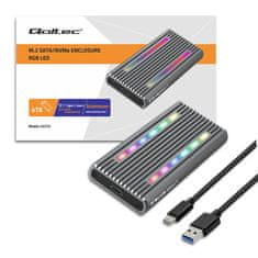 Qoltec Skříň | Šachta pro SSD M.2 | SATA | NVMe | RGB LED | USB-C | 4TB