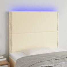 Vidaxl Čelo postele s LED krémové 80x5x118/128 cm umělá kůže