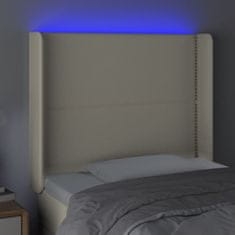 Vidaxl Čelo postele s LED krémové 83 x 16 x 118/128 cm umělá kůže