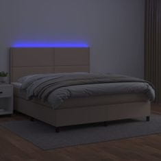 Vidaxl Box spring postel matrace a LED cappuccino 180x200cm umělá kůže