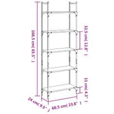 Vidaxl Knihovna s 5 policemi dub sonoma 60,5 x 24 x 166,5 cm kompozit