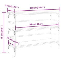 Greatstore Konzolový stolek kouřový dub 100 x 32 x 75 cm kompozitní dřevo