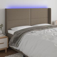 Vidaxl Čelo postele s LED taupe 183x16x118/128 cm textil