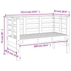 Vidaxl Zahradní lavice bílá 111,5 x 53 x 71 cm masivní borové dřevo