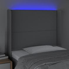 Vidaxl Čelo postele s LED světle šedé 83 x 16 x 118/128 cm textil