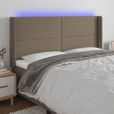 Vidaxl Čelo postele s LED taupe 163 x 16 x 118/128 cm textil