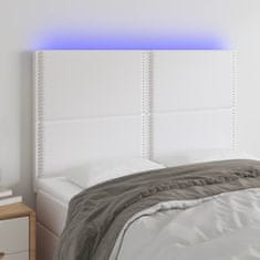 Vidaxl Čelo postele s LED bílé 144x5x118/128 cm umělá kůže