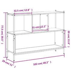 Greatstore Knihovna hnědý dub 102 x 28 x 77,5 cm kompozitní dřevo