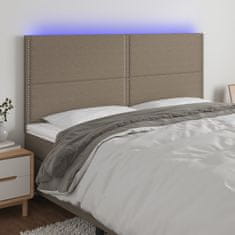 Greatstore Čelo postele s LED taupe 180x5x118/128 cm textil