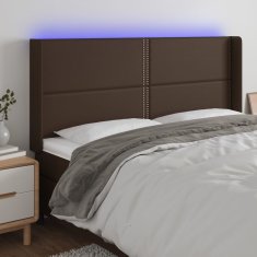 Greatstore Čelo postele s LED hnědé 183 x 16 x 118/128 cm umělá kůže