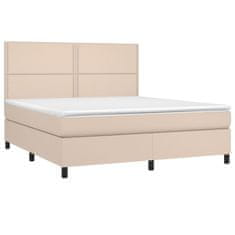 Greatstore Box spring postel matrace a LED cappuccino 180x200cm umělá kůže