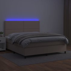 Vidaxl Box spring postel matrace a LED cappuccino 160x200cm umělá kůže