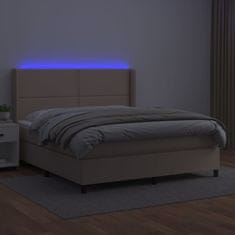 Greatstore Box spring postel matrace a LED cappuccino 180x200cm umělá kůže